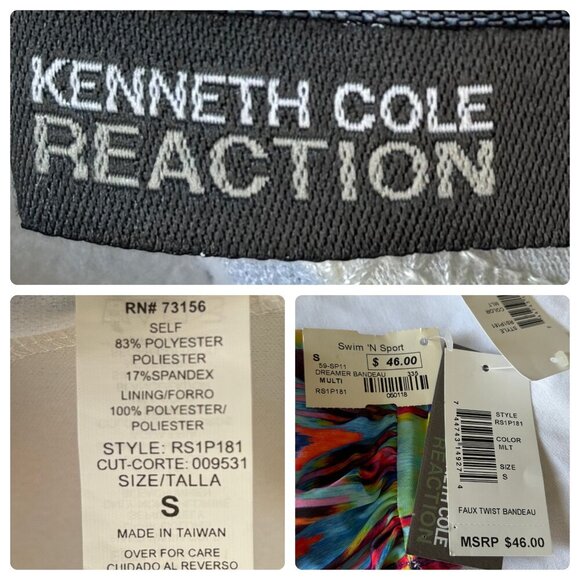 Kenneth Cole Reaction Swim 'N Sport 2 Piece Bikini Dreamer Multi Color S - Picture 4 of 8